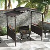 Outsunny 8'x5' BBQ Grill Gazebo with 2 Side Shelves, Outdoor Double Tiered Interlaced Polycarbonate Roof with Steel Frame, Brown - 2 of 4