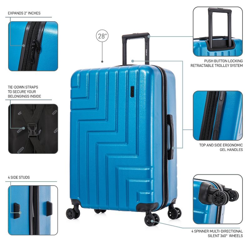 DUKAP Zahav Lightweight Hardside Large Checked Spinner Suitcase - Teal, 4 of 19