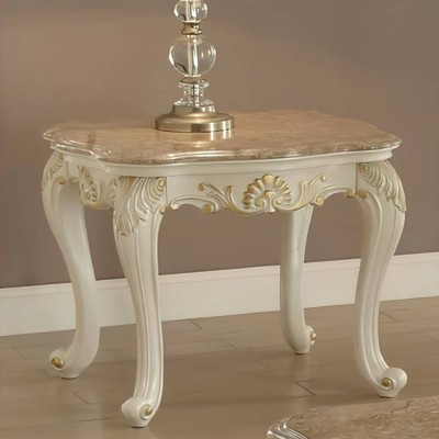 26" Chantelle Coffee Table Marble/Pearl White - Acme Furniture