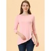 Allegra K Women's 3/4 Sleeve Round Neck Button Decor Casual Stretchy Tunic Tops - 2 of 4