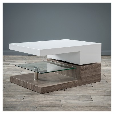 Bridgetown 36" White and Oak Rotatable Coffee Table