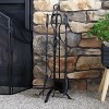 Sunnydaze 5pc Steel Fireplace Tool Set with Stand - Black - 4 of 4