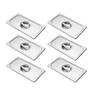BIRDROCK HOME Stainless Steel Steam Table Pan Lids, 24 Gauge Steel, Fits 1/3-Size Hotel Pans, Perfect for Meal Prep, Cooking & Food Storage (6 Pack) - 1 of 4