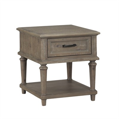 Driftwood Light Brown Acacia Wood End Table with Storage