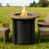 BAOURE 30" Round Propane Fire Pit Table, 50,000 BTU Outdoor Gas Firepit with Wood Grain Finish & Glass Stones for Patio - 4 of 4