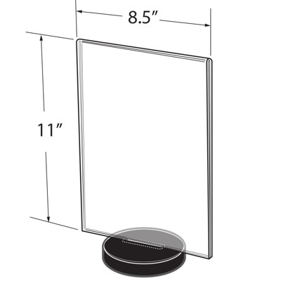 Clear Acrylic Vertical Desktop Holder with Weighted Round Base, 8.5" x 11"