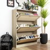 Famapy Yellow Stylish Flip-up Shoe Rack with Rattan - style Design: Space - saving and Adjustable - image 2 of 4