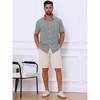 INSPIRE CHIC Men's Point Collar Short Sleeve Button Down Summer Linen Shirt - 4 of 4