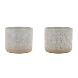 Porcelain Geometric Patterned Planter (Set of 2) - 1 of 4