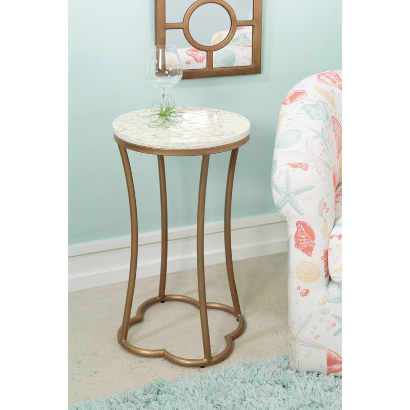 Prisca Costal Handcrafted Accent Table Gold - Linon, 4 of 8