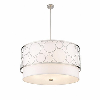 Brushed Nickel 32" Drum Chandelier with White Shade