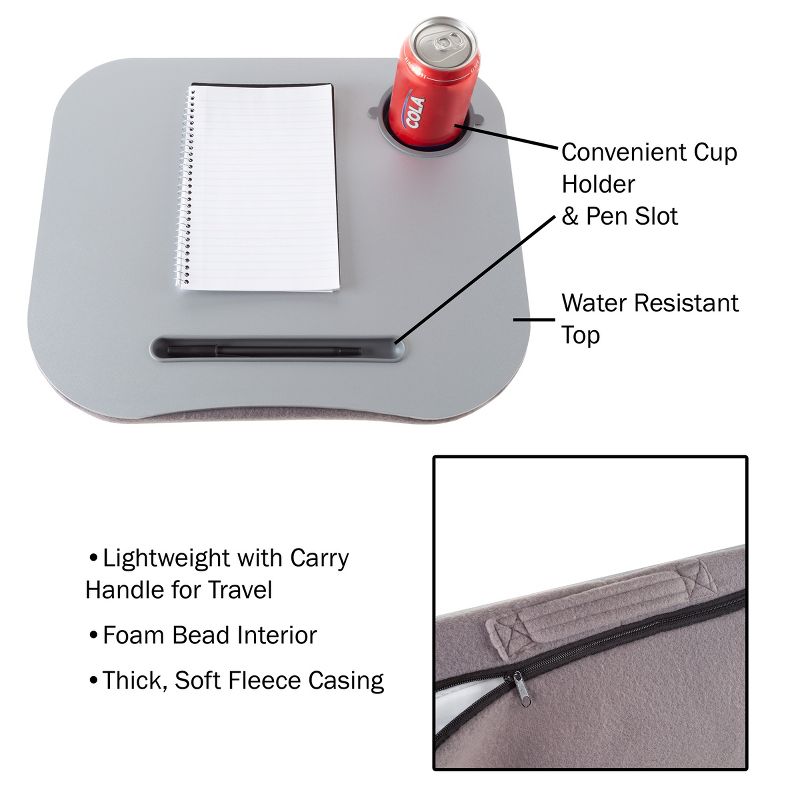 Hastings Home Laptop Buddy Portable Lap Desk With Cushioned Bottom, Pen Tray, and Cup Holder, 3 of 6