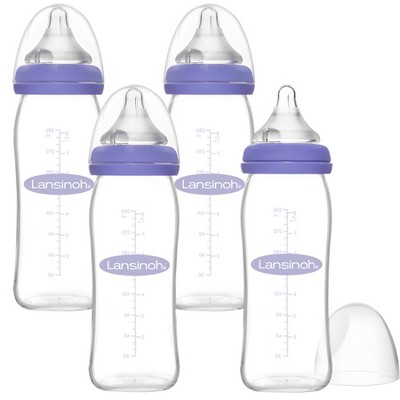 Lansinoh Glass Baby Bottles for Breastfeeding Babies - 8oz/4ct