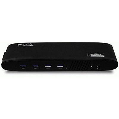 Plugable USB 3.0 Dual 4K Display Horizontal Docking Station with DisplayPort and HDMI for Windows (Dual 4K DisplayPort & HDMI, Gigabit Ethernet, Au...