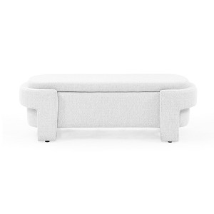 Vynxaria 51.5" White Linen Upholstered Bench - Versatile Ottomans and Benches with Ample Storage - 1 of 4