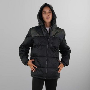 Members Only Women's Twill Block Puffer Oversized Jacket - 1 of 3