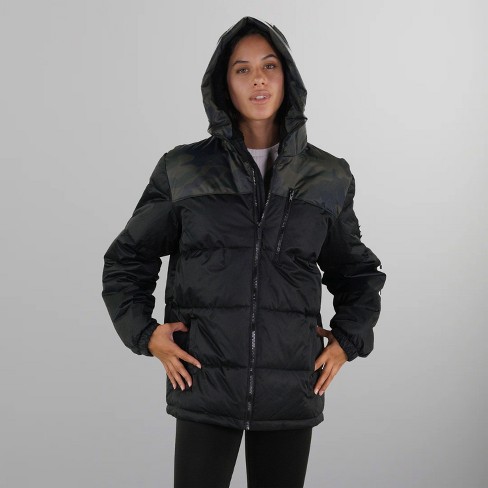 Members Only Women's Twill Block Puffer Oversized Jacket - image 1 of 3