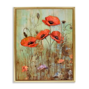 Stupell Industries Rustic Red Poppies Floating Frame Canvas Art - 1 of 4