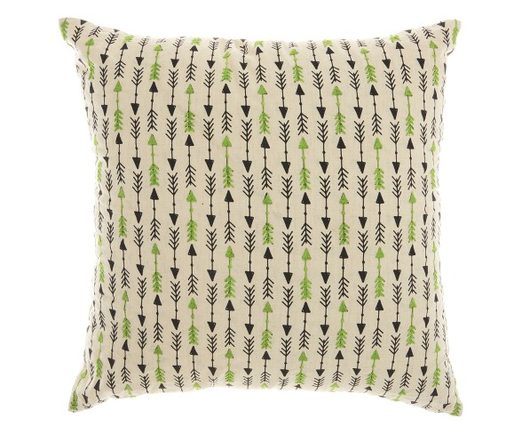 Mina Victory 18"x18" Embroidered Arrow Throw Pillow Beige