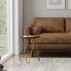 Tillman Metal and Wood Accent Table Dark Brown - WyndenHall: Mid-Century Modern, Matte Gold Hairpin Legs, Mango Top - 2 of 4