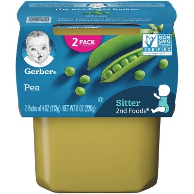 Gerber Sitter 2nd Foods Pea Baby Meals Tubs - 2pk/8oz