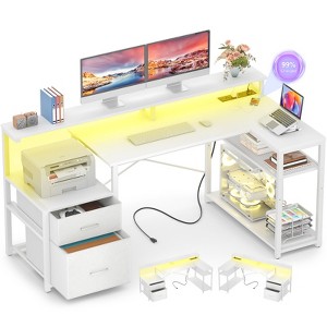 Besiost 57-In L Shaped Computer Desk with Charging Station for Home Office - 1 of 4