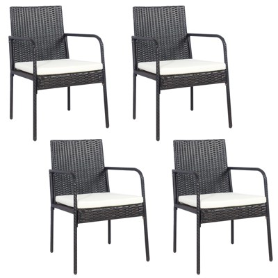 Tangkula 4 PCS Patio Wicker Rattan Dining Chairs Outdoor Arm Cushioned Seats Armrest Garden
