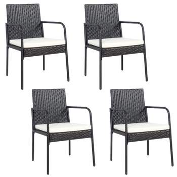 Tangkula 4 PCS Patio All-Weather Wicker Rattan Dining Chairs Outdoor Arm Cushioned Seats Armrest Garden