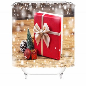 Red Wrapping Gift Shower Curtains for Bathroom Waterproof Fabric Bath Curtain Durable Soft Stylish Bathroom Decor 72x72 Inch - 1 of 1
