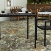 Merrick Lane Faux Teak Outdoor Dining Table with Powder Coated Steel Frame and Umbrella Hole - 4 of 4
