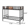 Twin Over Twin Metal Bunk Bed with Ladder and Full-Length Guardrail, Black-ModernLuxe - 3 of 4