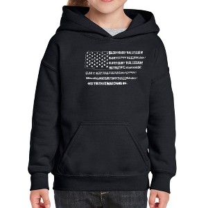 LA Pop Art Girl's Word Art Hooded Sweatshirt - Glory Hallelujah Flag - 1 of 4
