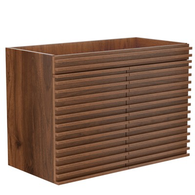 APRILSOUL Bathroom Vanity, Mid-Century Wall Mounted Floating Cabinet with 2 Closing Doors, Wood Grain Texture, Walnut