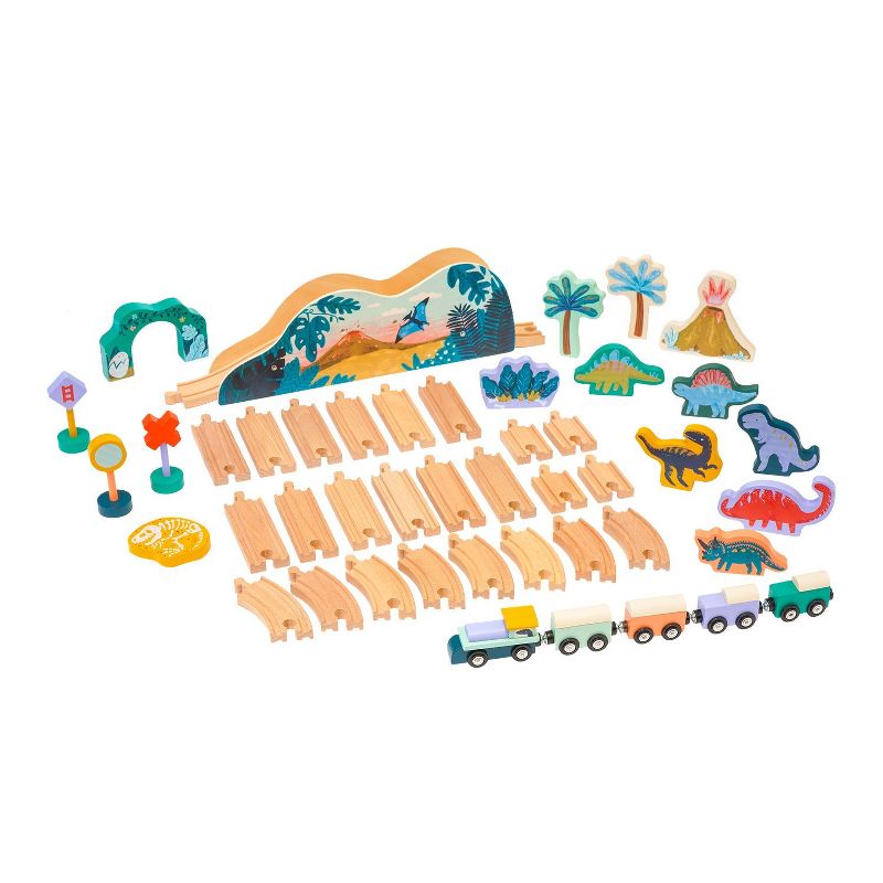 Manhattan Toy T-Rex Express 45-Piece Jurassic-Themed Wooden Toy Train Set for Toddlers 3 Years and Up, 2 of 9