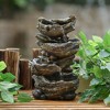NAYSAYE Fountain Indoor Outdoor 4 Tier Cascading Wood Look Polyresin Tabletop for Garden Lawn Porch, Brown, 4.9"*13.8"*4" - 2 of 4