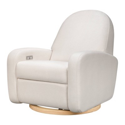 Babyletto Nami Electronic Power Recliner and Swivel Glider with USB Port and Light Wood Base - Performance Cream Eco-Weave