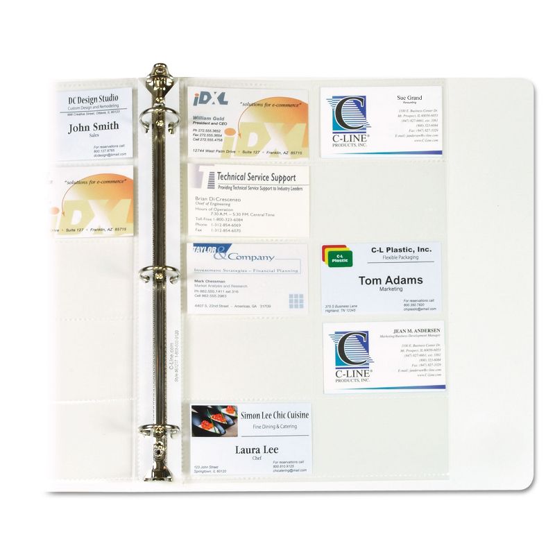 C-Line Business Card Binder Pages Holds 20 Cards 8 1/8 x 11 1/4 Clear 10/Pack 61217, 4 of 5