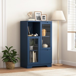 VYNXARIA Elegant MDF Storage Cabinet with Glass Doors and Adjustable Shelves - 1 of 4