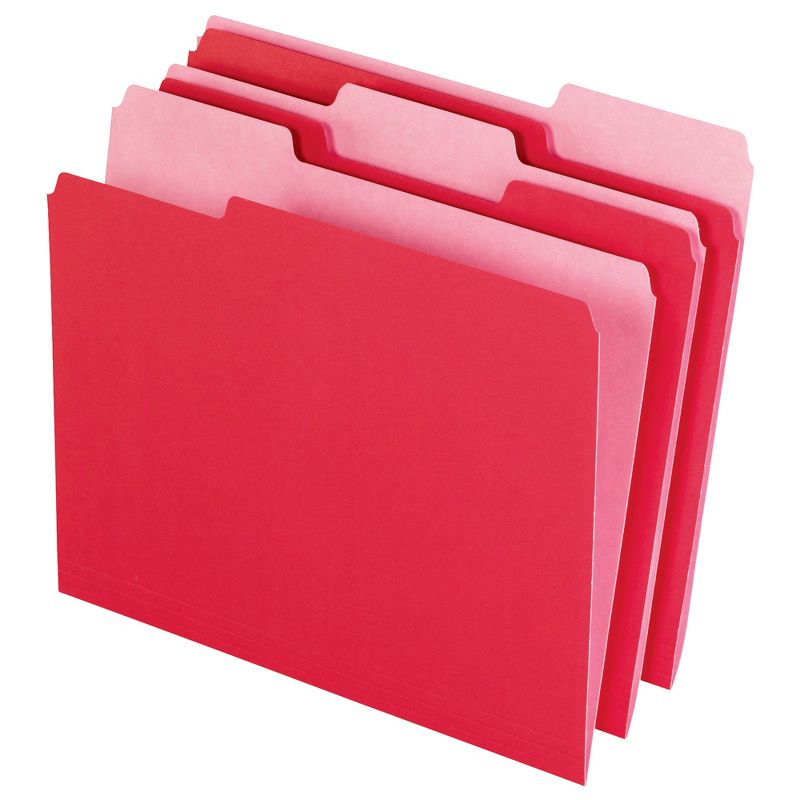 Pendaflex Two-Tone File Folder, Letter Size, 1/3 Cut Tabs, Red, Pack of 100, 1 of 2