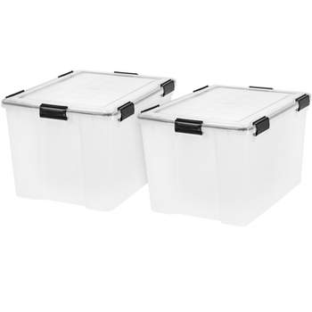 IRIS USA 2 Pack 103qt WEATHERPRO Airtight Wheeled Plastic Storage Bin with  Lid and Seal and Secure Latching Buckles, Pull Handle 