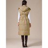 INSPIRE CHIC Women's Long Sleeveless Hooded Pockets Belted Winter Vest Jackets - 4 of 4
