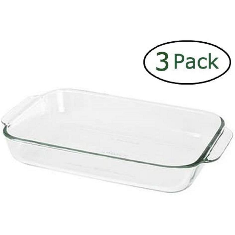Pyrex Basics 2 Quart Oblong Glass Baking Dish, Clear 7 x 11 inch (Set of 3), 2 of 7