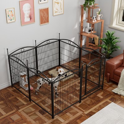32" Metal Dog Playpen, 8 Panels Foldable Heavy Duty Dog Fence with Door, Indoor Outdoor Puppy Play Yard Exercise Pen for Small Medium Large Dogs
