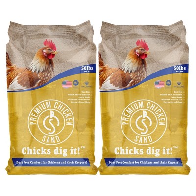 Premium Chicken Sand, Odor Eliminating Bedding for Chicken Coops, Nesting Boxes & Runs - Natural Deodorizer, 50 lb Bag, 2 Pack