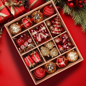 82pcs Christmas Balls Ornaments Set, Delightful Classic Gift Set, Shatterproof Plastic Decor for Xmas Tree Holiday Wedding Party - 1 of 4