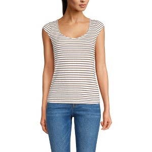 Lands' End Women's Pointelle Cap Sleeve Top - 1 of 4