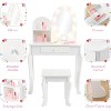 Kids Vanity Desk with Mirror Lighting, Drawers, 3 Adjustable Light Modes, Wooden Princess Makeup Table for Girls, Wjite - 3 of 4