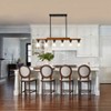 BAOURE 3-Light Farmhouse Wood Chandelier - 19.69" Rustic Rectangular Pendant Light - Black with Seed Glass Shades for Kitchen Islands & Dining - 4 of 4