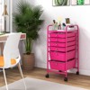 Tangkula 6 Drawer Scrapbook Paper Organizer Rolling Storage Cart for Office School Pink - 2 of 4