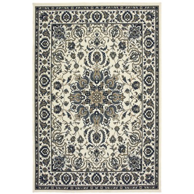 Oriental Weavers Marina 1248W Ivory/ Navy Indoor/Outdoor Area Rug - 1'9" x 3'9"